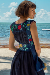 Carolina K Andi Dress in Navy Peonies