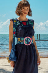 Carolina K Andi Dress in Navy Peonies