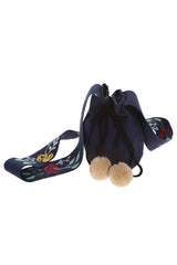 Carolina K Small Mochila Bag in Navy Peonies
