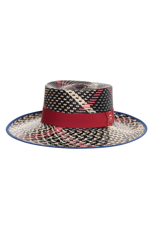 Carolina K Boat Straw Hat Blue/Black/Red