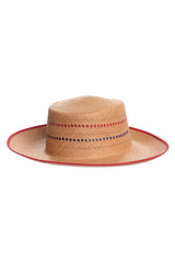 Carolina K Boat Straw Hat Tobacco/Red/Blue