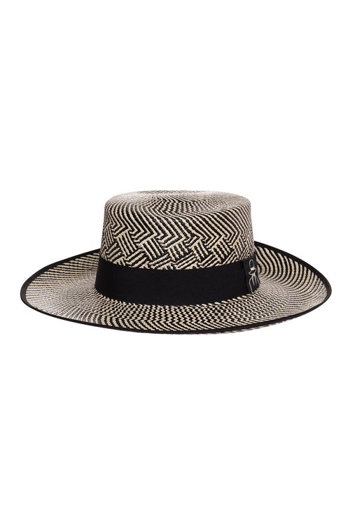 Carolina K Boat Straw Hat Black/Natural