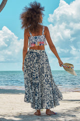Carolina K Contessa Skirt in Terracotta Tile Blue