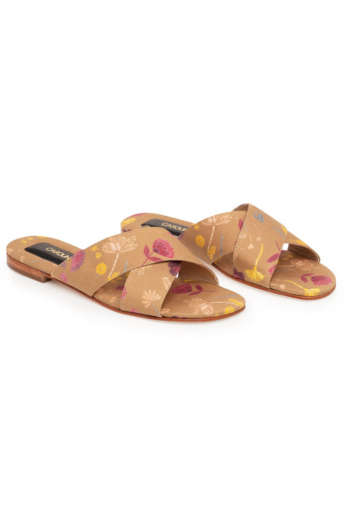 Carolina K Cross Sandal in Cinnamon Tea Flowers