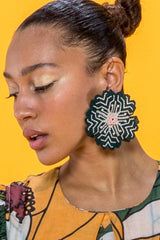 Carolina K Huichol Earrings in Green