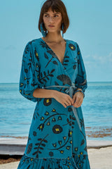Carolina K Debra Robe in Blue Tea Flowers