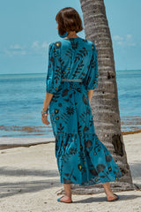 Carolina K Debra Robe in Blue Tea Flowers