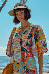 Carolina K Debra Robe in Terracotta Tile Multi