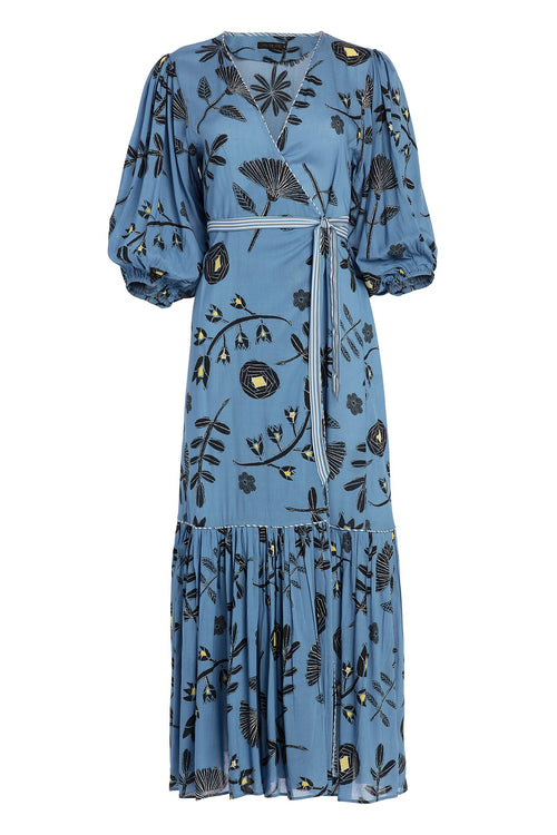 Carolina K Debra Robe in Blue Tea Flowers