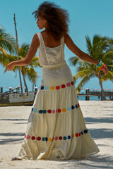 Carolina K Gigi Skirt in Cream Chakras