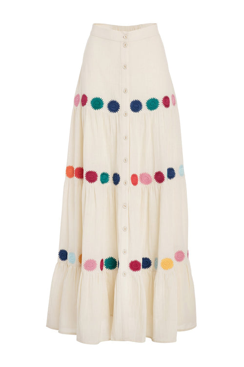 Carolina K Gigi Skirt in Cream Chakras