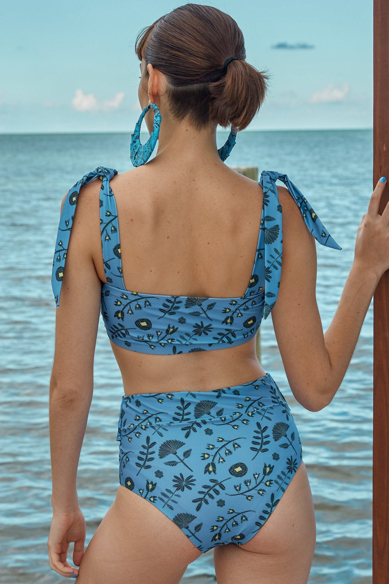 Carolina K Iris Bikini Bottom in Blue Tea Flowers