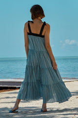 Carolina K Iris Dress in Allure Blue Stripes