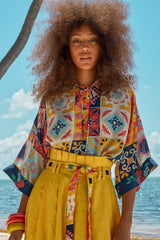 Carolina K Kimono Top Terracotta Tile Multi