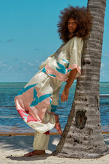 Carolina K Palazzo Pants in Bathing Birds Cream