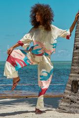 Carolina K Palazzo Pants in Bathing Birds Cream