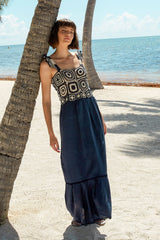 Carolina K Kuna Crochet Dress in Terracotta Tile Blue