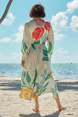 Carolina K Laura Shirt Dress in Cream Peonies
