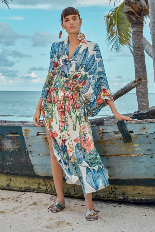 Carolina K Lexi Kimono in Sacred Garden Blue