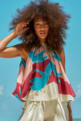 Carolina K Lucia Top in Bathing Birds Cream
