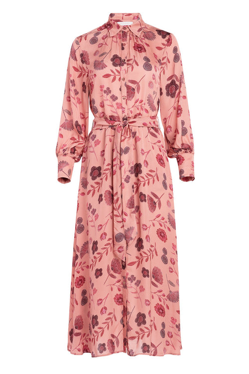 Carolina K Laura Shirt Dress in Pink Tea Flowers