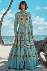 Carolina K Natalie Dress in Terracotta Tile Blue