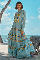 Carolina K Natalie Dress in Terracotta Tile Blue