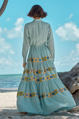 Carolina K Natalie Dress in Terracotta Tile Blue