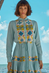 Carolina K Natalie Dress in Terracotta Tile Blue