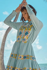 Carolina K Natalie Dress in Terracotta Tile Blue