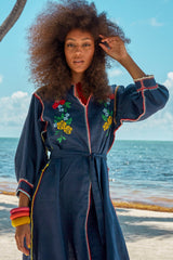 Carolina K Oaxaca Dress in Navy Peonies