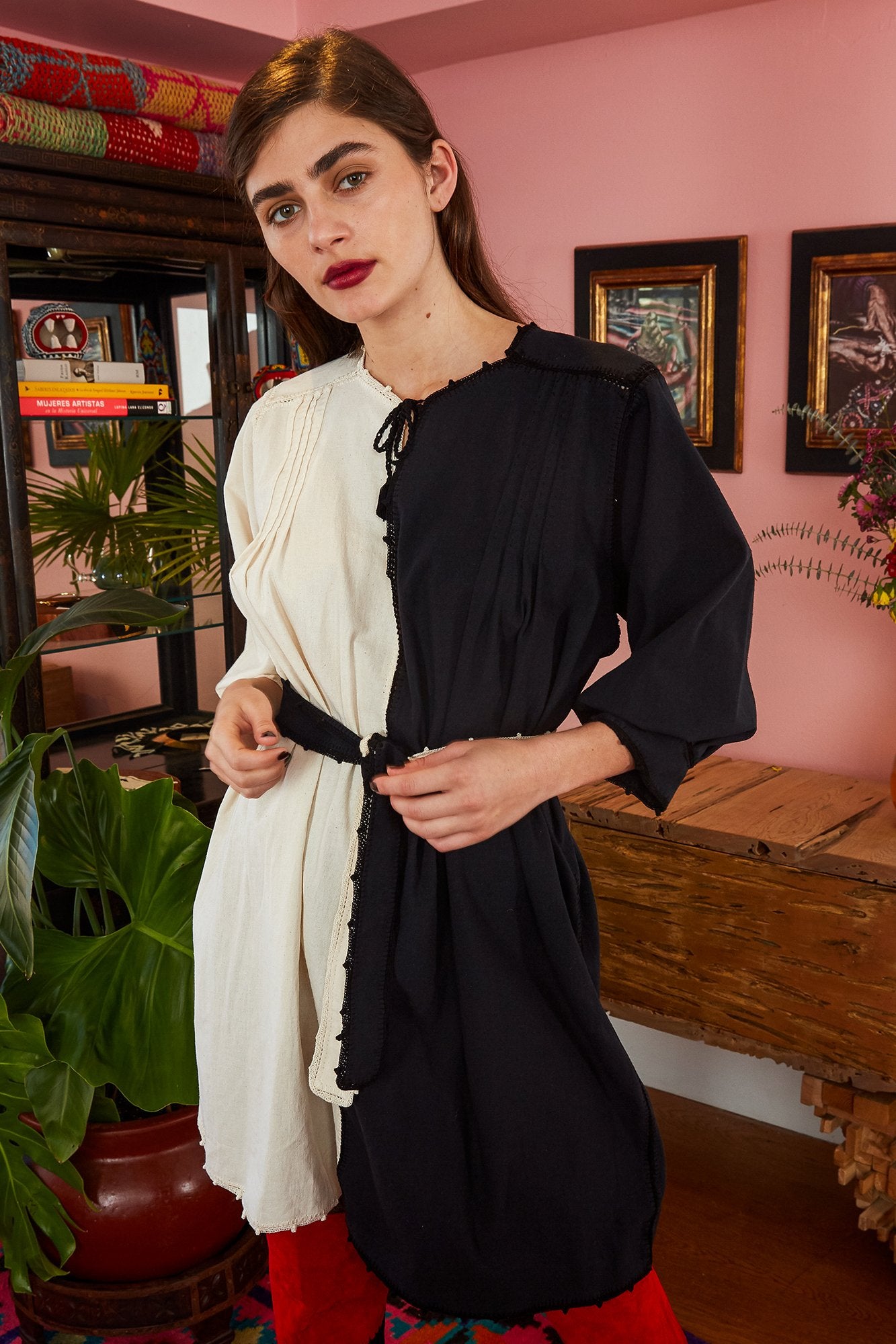 Carolina K Oaxaca Color Block Dress Black/White