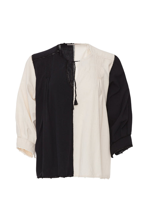 Carolina K Oaxaca Color Block Blouse Black/White