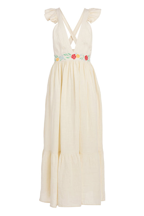 Carolina K Penelope Dress in Cream Peonies