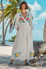 Carolina K Rosa Robe in Cream Peonies