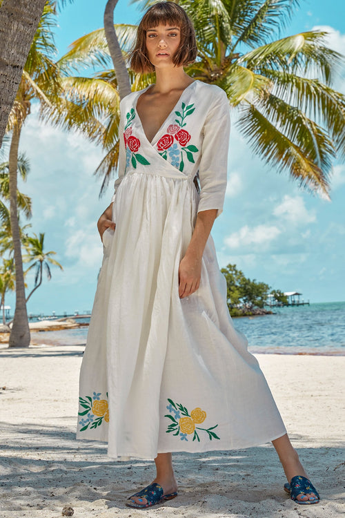 Carolina K Rosa Robe in Cream Peonies