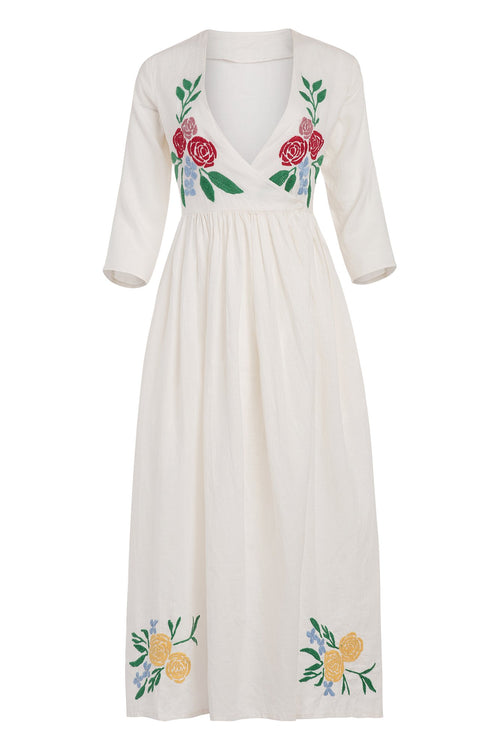 Carolina K Rosa Robe in Cream Peonies