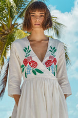 Carolina K Rosa Robe in Cream Peonies