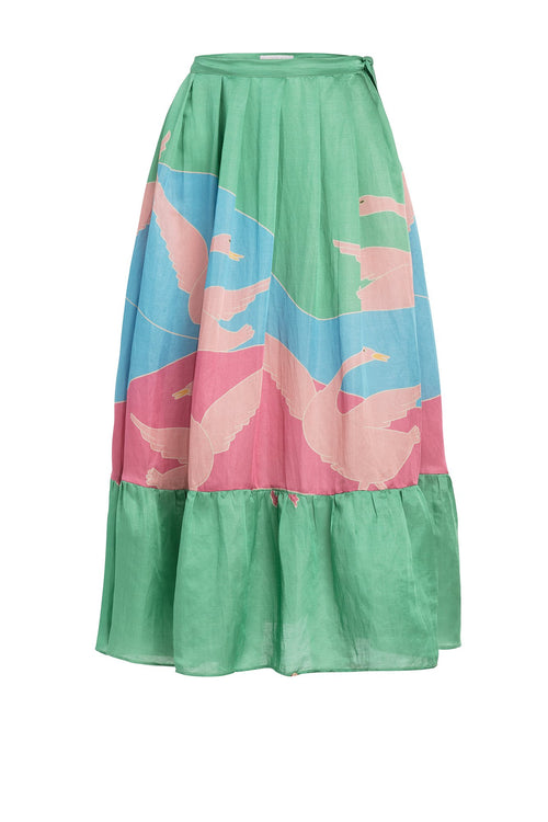 Carolina K Rosa Skirt in Bathing Birds Green