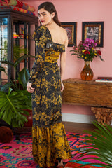 Carolina K Uma Dress Tumeric Roses