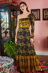 Carolina K Uma Dress Tumeric Roses