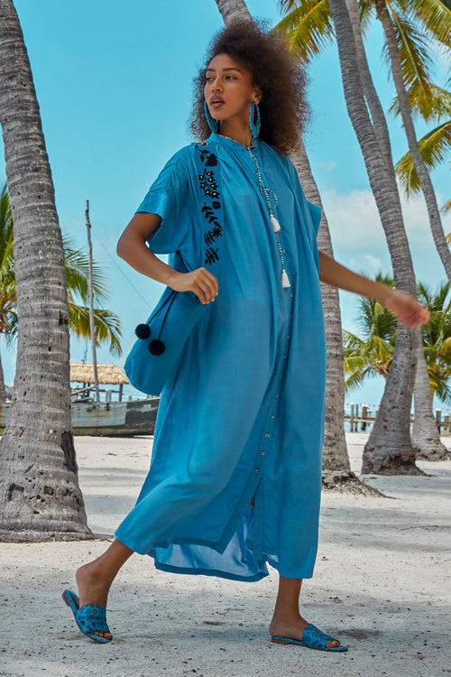 Carolina K Valerie Kaftan in Allure Blue