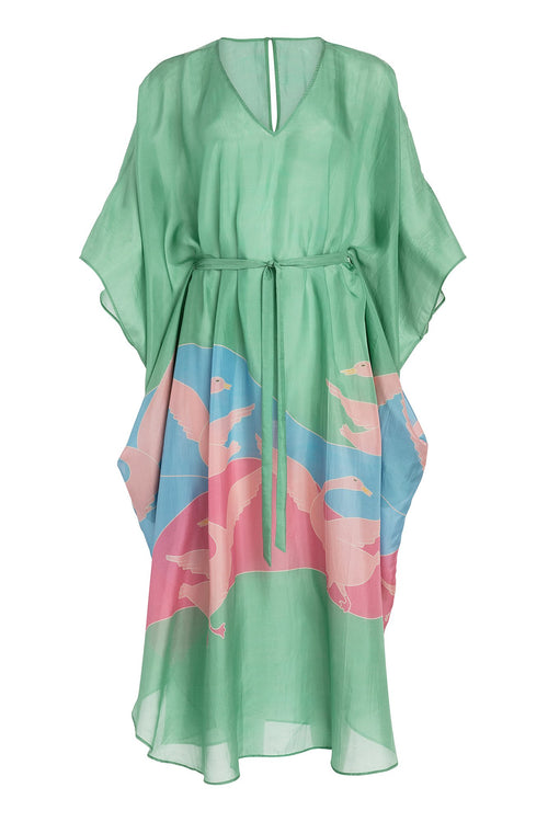 Carolina K Xim Kaftan in Bathing Birds Green