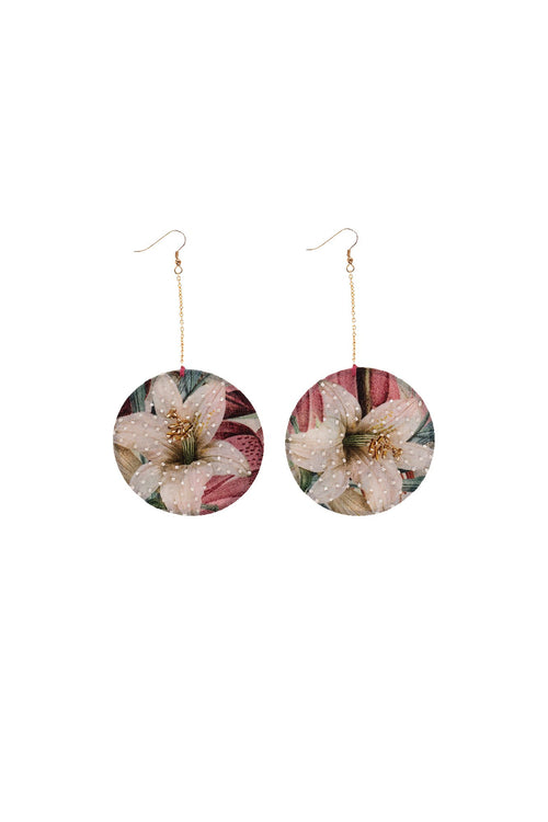 Carolina K Circle Embroidered Earrings